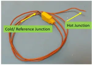 Thermocouple wire Cold junction and Hot junction part