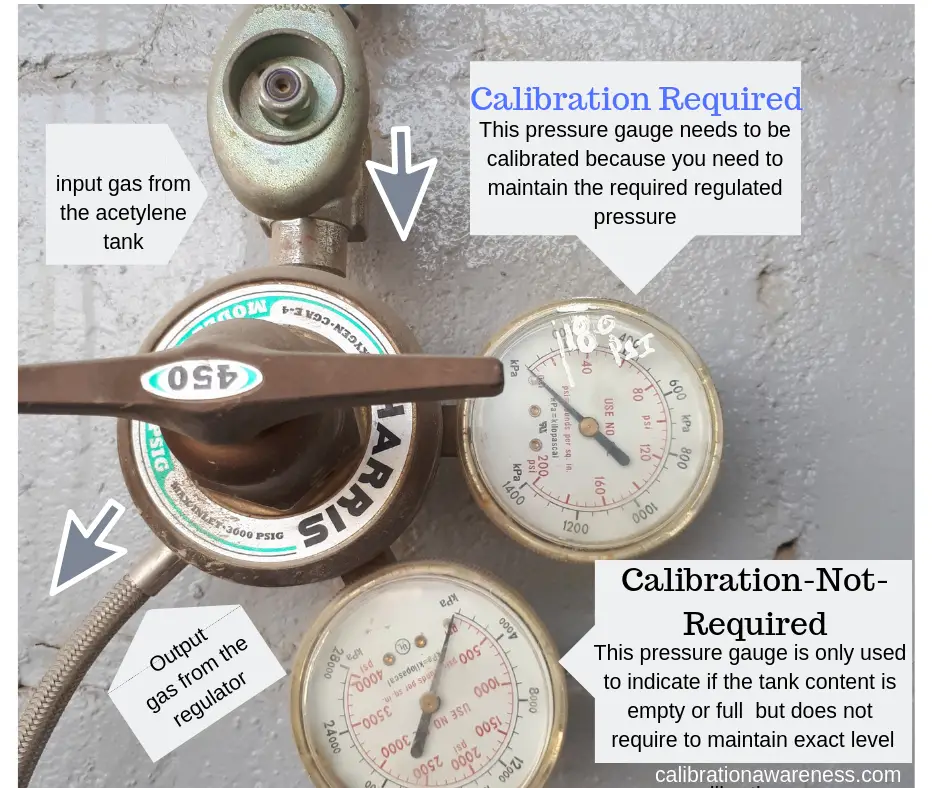 'calibration not required' or 'for reference only' label can be assigned for the input pressure which is used only to indicate the level of the tank which is not critical in the process compared to the regulated output pressure in which we need to maintain at a required level (180 psi)