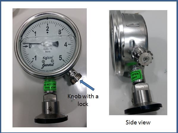 Pressure Gauge with adjustable knob to return the needle to zero position