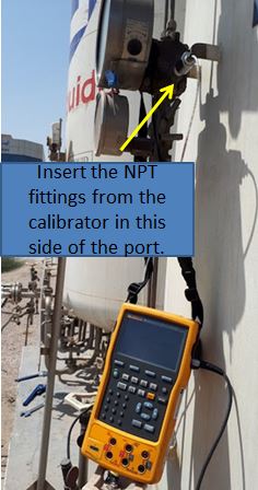 Positive port for the supply pressure from the calibrator.
