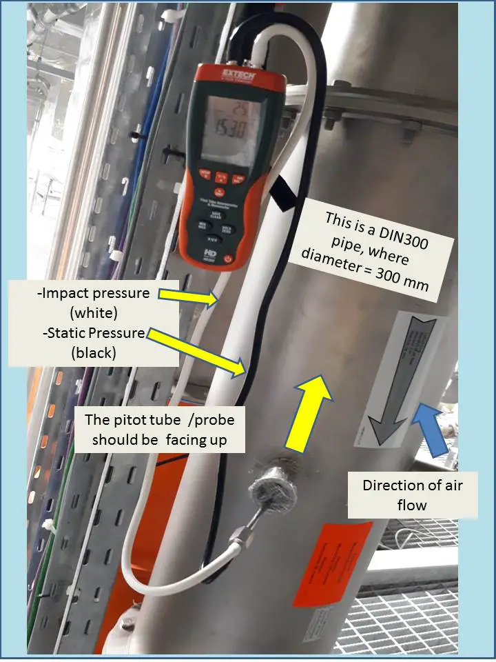 How to Calibrate and Verify the Air Velocity and Volume Flow in a Duct Using a Pitot Tube Anemometer